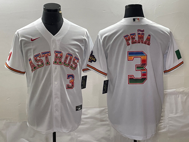 Men's Houston Astros #3 Jeremy Peña White Mexico Cool Base Stitched Baseball Jersey